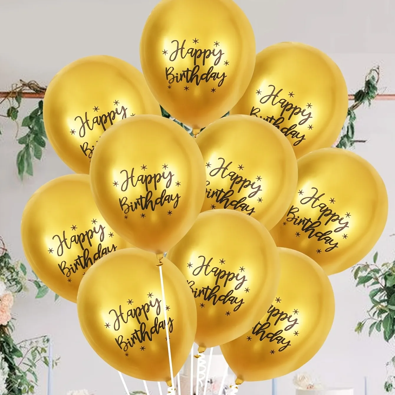 11pcs Metallic Happy Birthday Balloons - Birthday Party Decor Balloons with Slivery Finish - Room Decorations for Celebrations