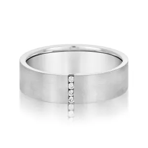 14K White Gold Men's 6MM Vertical Diamond Channel Wedding Ring (.05ctw)