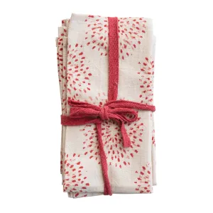 18" Square Pink Allium Cotton/Flax Napkins (Set of 4)