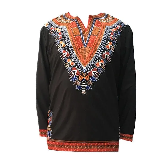 2018 Roupas Africanas Para Homens t shirt Dashiki Traditional African National Men's Long Sleeve Ethnic Printing T-Shirts Men