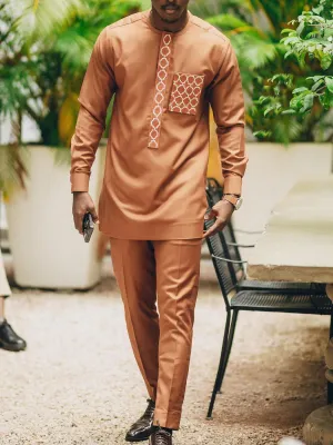 2x Sets Traditional African Outfits for Men - Comfortable Dashiki Sets with Matching Shirts and Pants with Unique Patterns