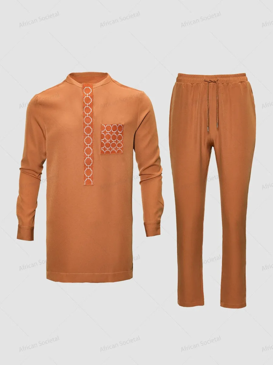 2x Sets Traditional African Outfits for Men - Comfortable Dashiki Sets with Matching Shirts and Pants with Unique Patterns