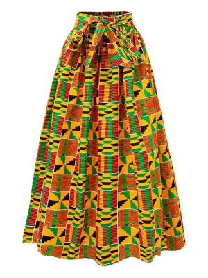 African Ankara Wax Print Maxi Skirt