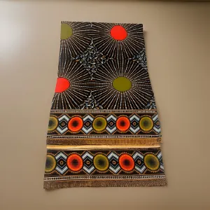 African Brown/Orange/Olive Print Ankara Fabric 6yrds