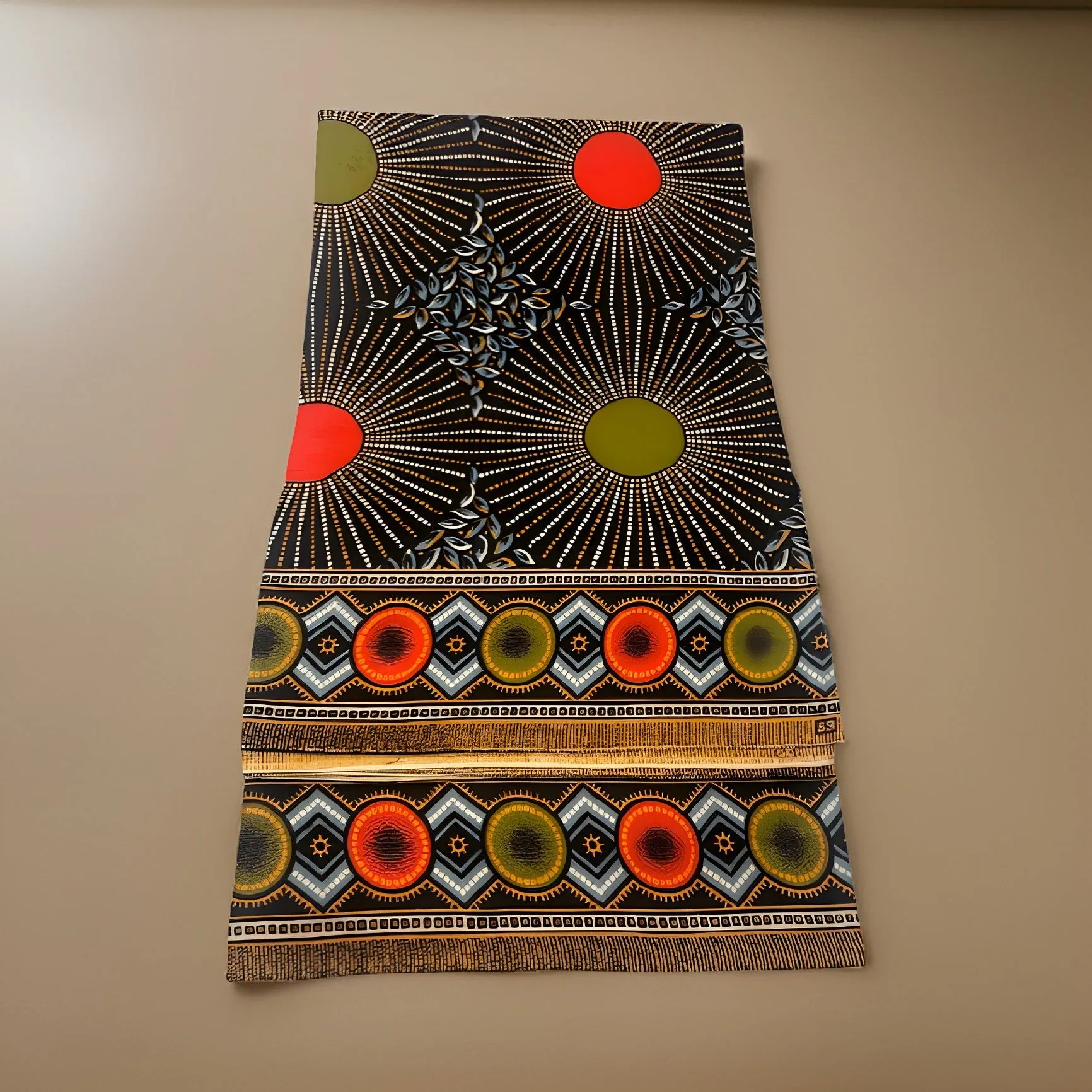 African Brown/Orange/Olive Print Ankara Fabric 6yrds