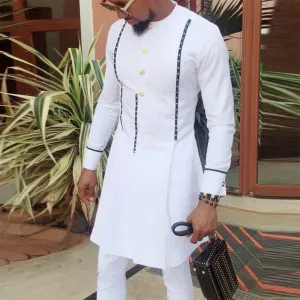 African Clothes Tshirt Man Dashiki Traditional Tee Shirt Long Sleeve Tops Autumn Fall 2021 Male White T-Shirts Men's Clothing