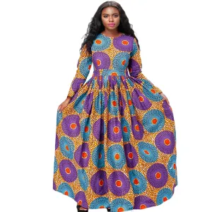 African Kitenge Wax Print Ankara Long Dress