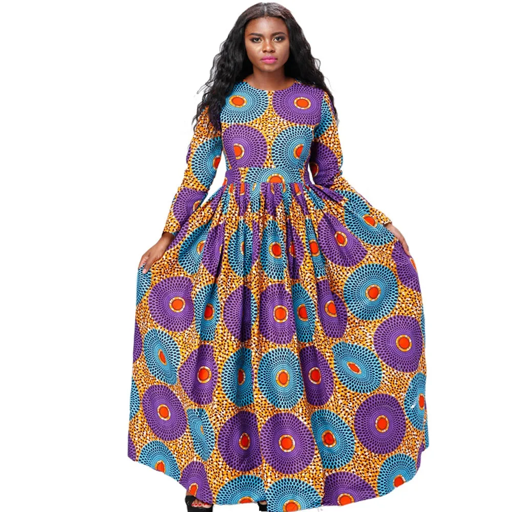 African Kitenge Wax Print Ankara Long Dress