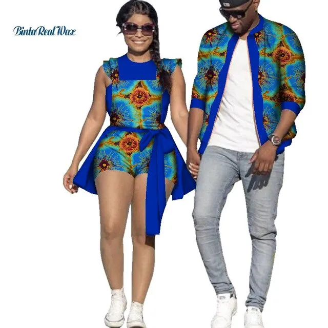 African Print Jacket for Men and Jumpsuit Bodysuit for Women Family Clothing Lover Clothes Men Coat Top Couple Clothing WYQ195
