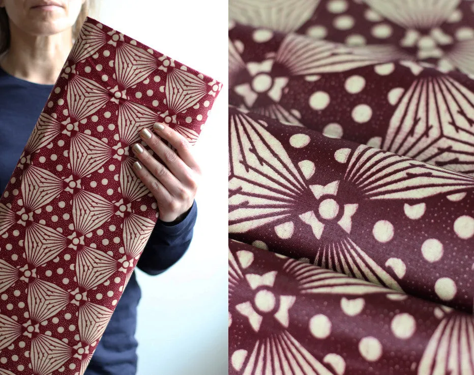 African Wax Print Cotton - Wine Petals
