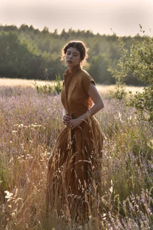 Audrey Linen Jumpsuit - Cinnamon