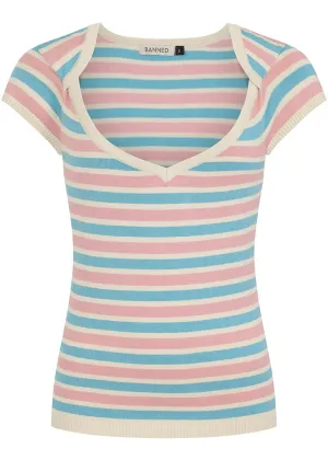 Banned Vivian Striped Jumper Pink Blue