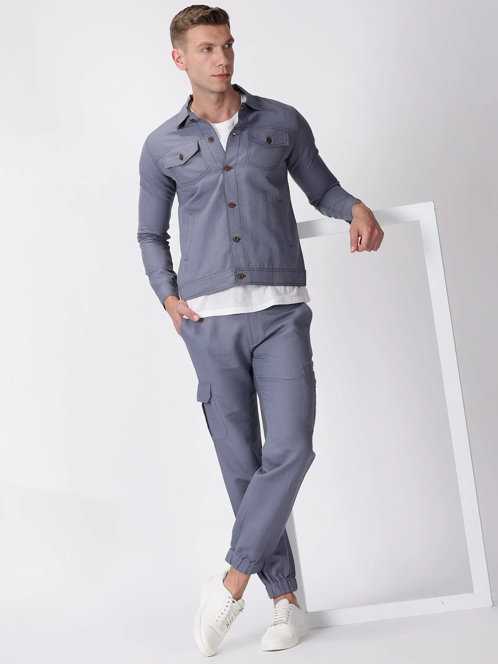 Becket - Linen Short Jacket - Pitch Blue