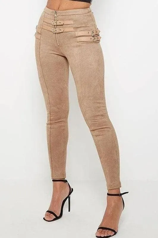 Belt decorated Khaki Pants