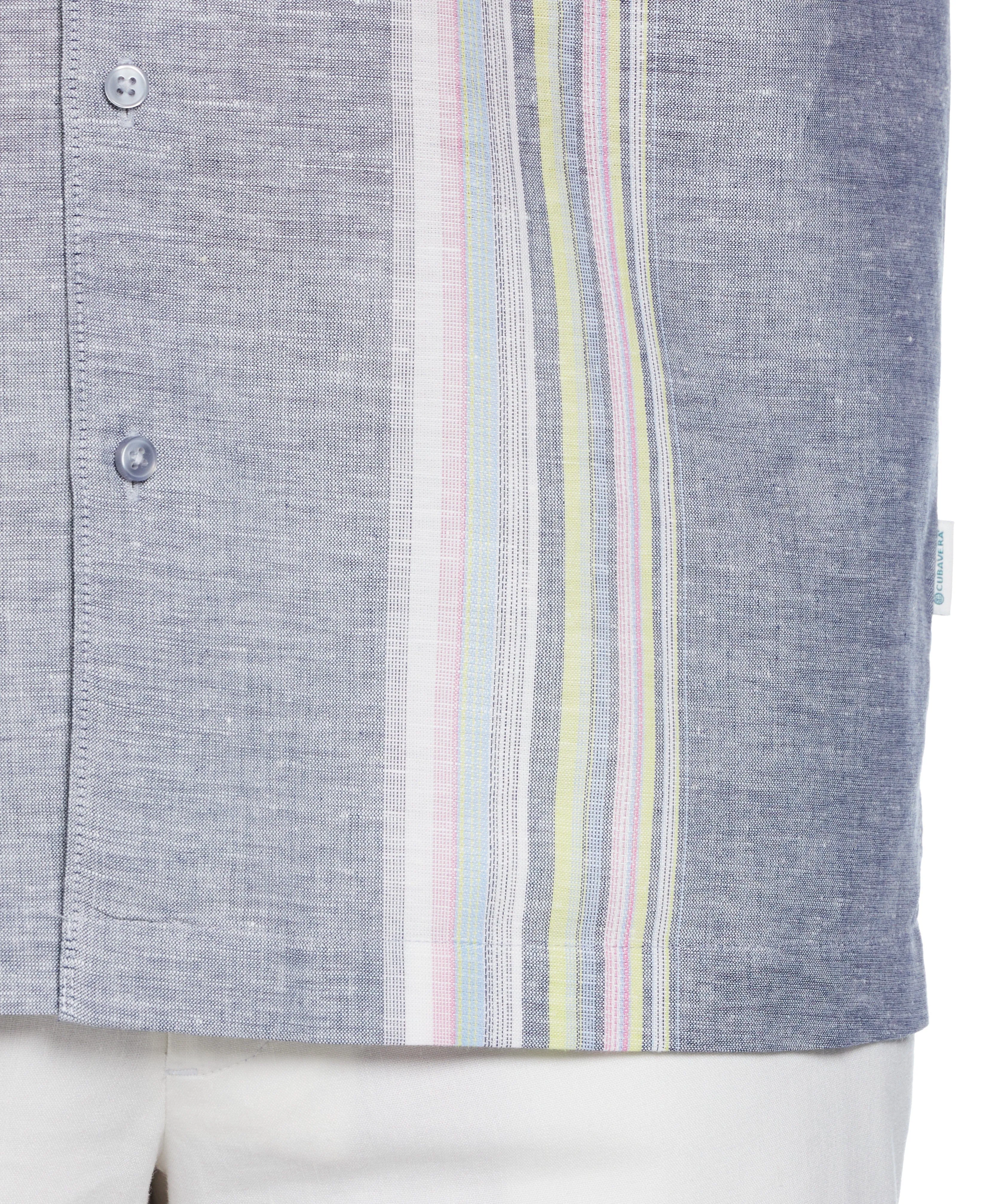 Big & Tall Linen Blend Yarn Dye Panel Shirt