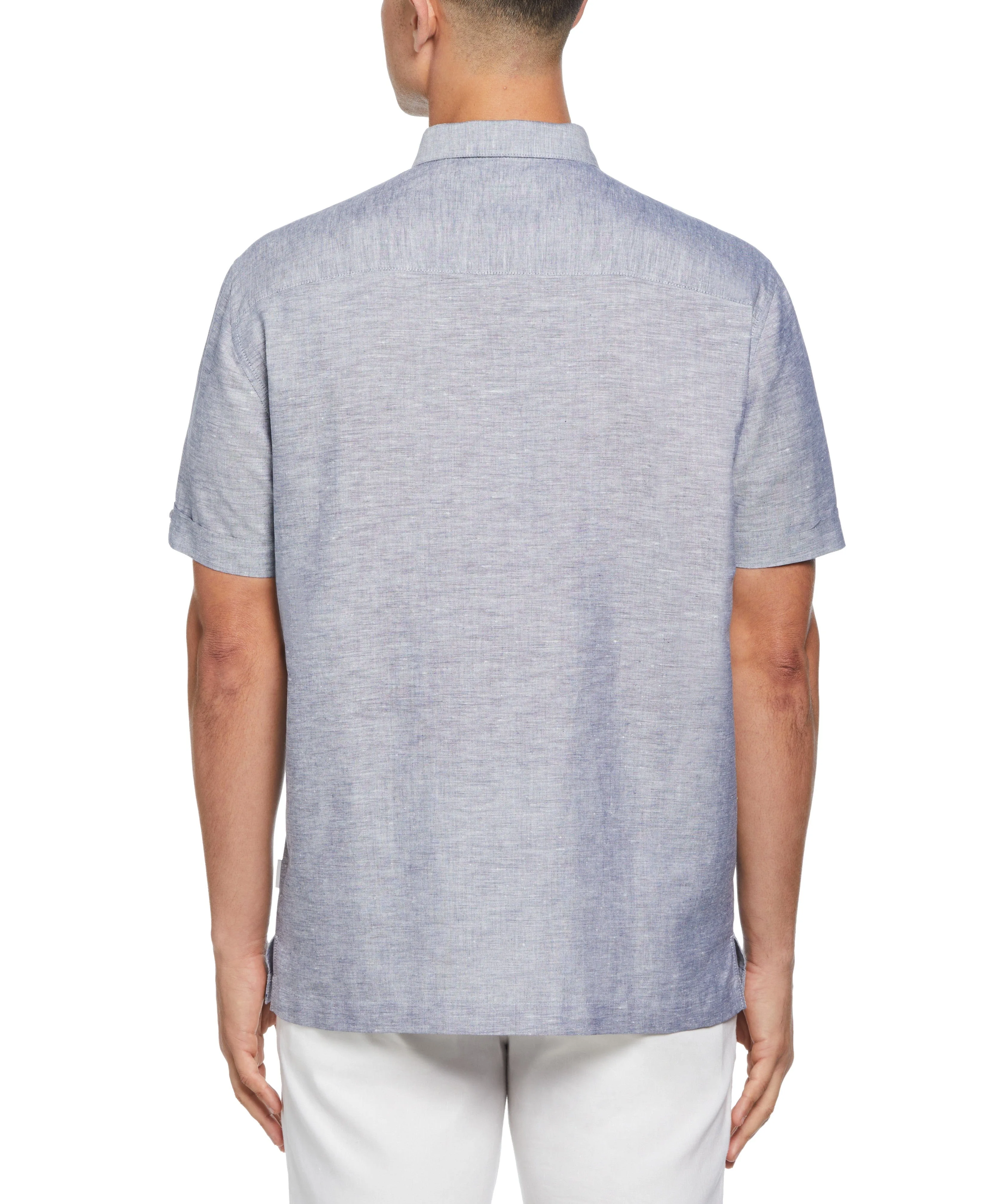 Big & Tall Linen Blend Yarn Dye Panel Shirt