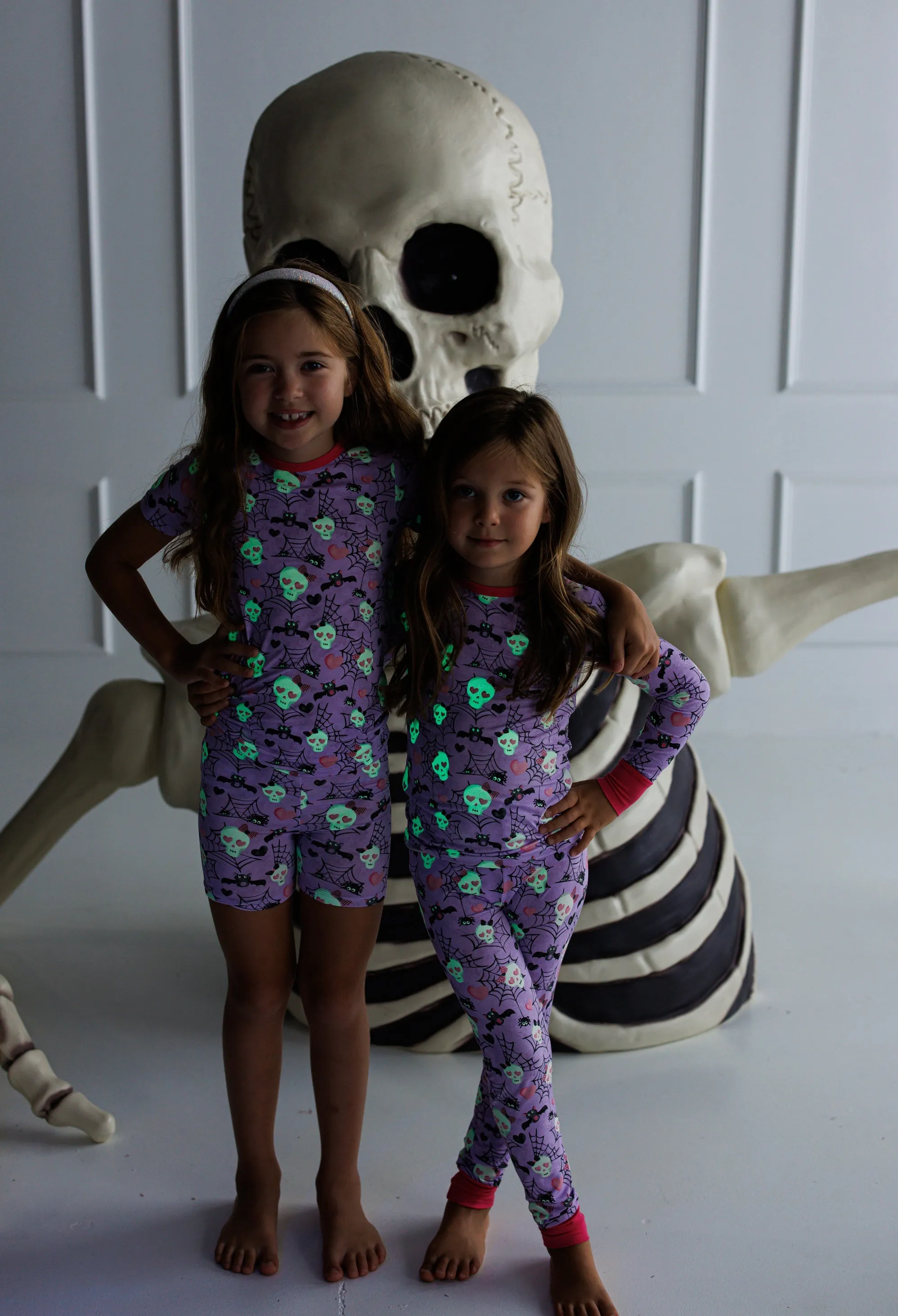 Birdie Bean Carrie Glow in the Dark Skeleton 2-piece Short Sleeve Pajamas with Shorts