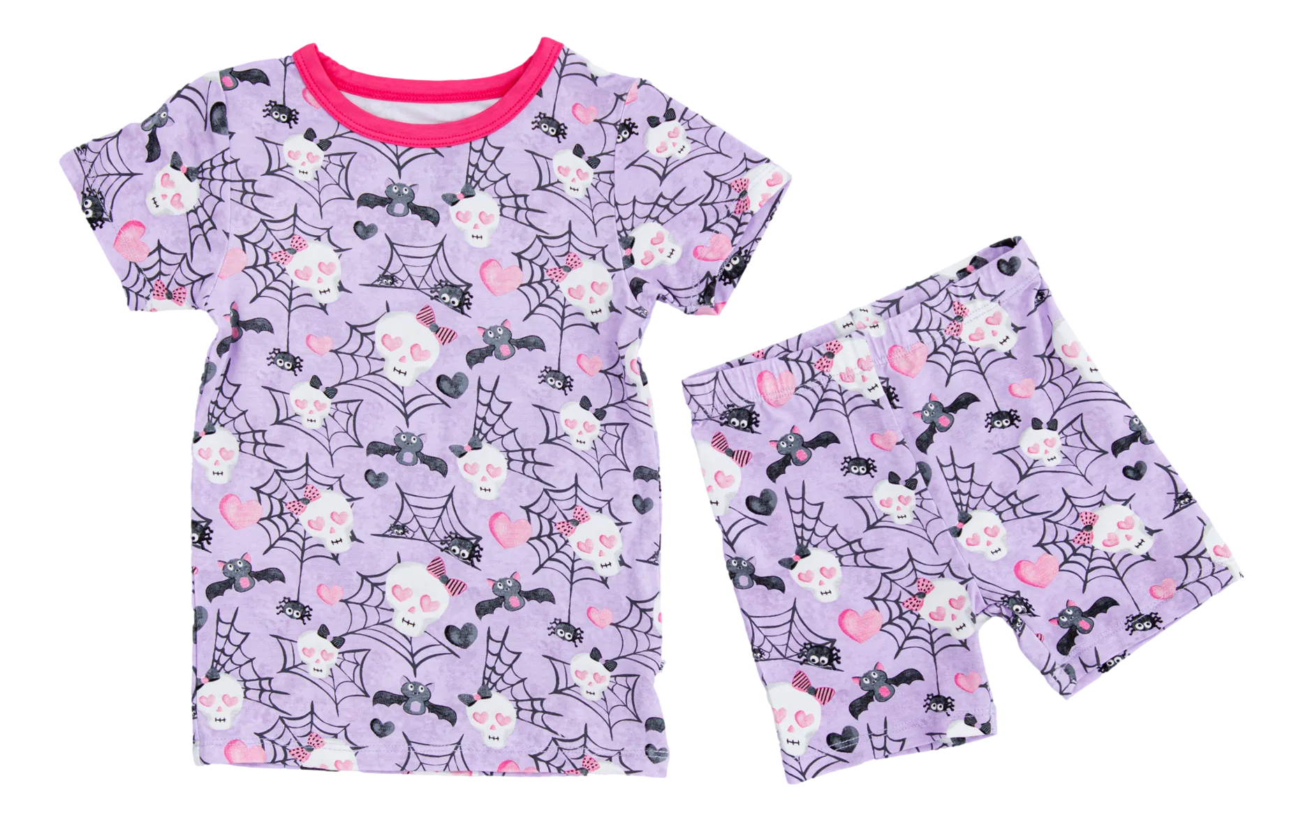Birdie Bean Carrie Glow in the Dark Skeleton 2-piece Short Sleeve Pajamas with Shorts