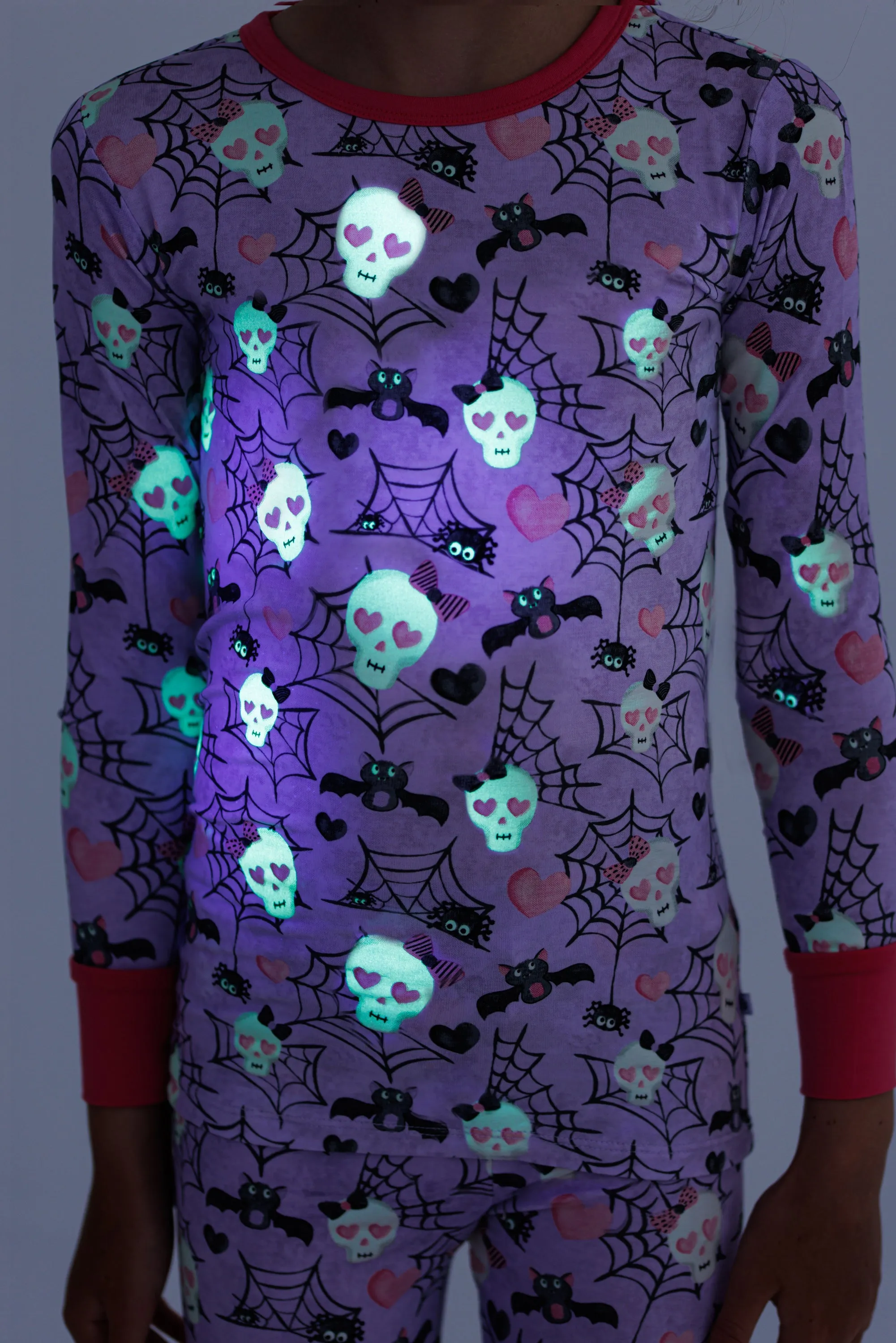 Birdie Bean Carrie Glow in the Dark Skeleton 2-piece Short Sleeve Pajamas with Shorts
