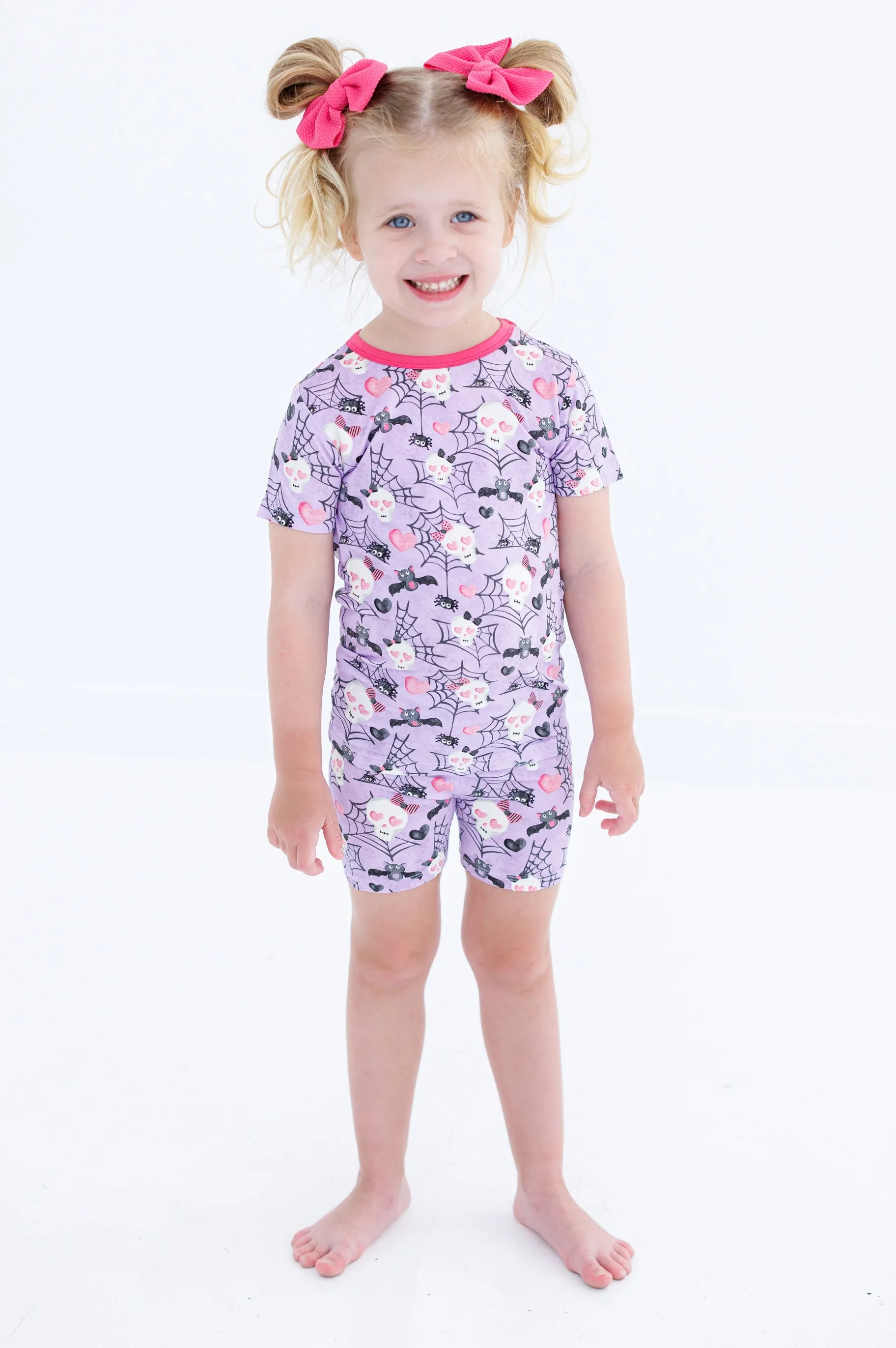 Birdie Bean Carrie Glow in the Dark Skeleton 2-piece Short Sleeve Pajamas with Shorts