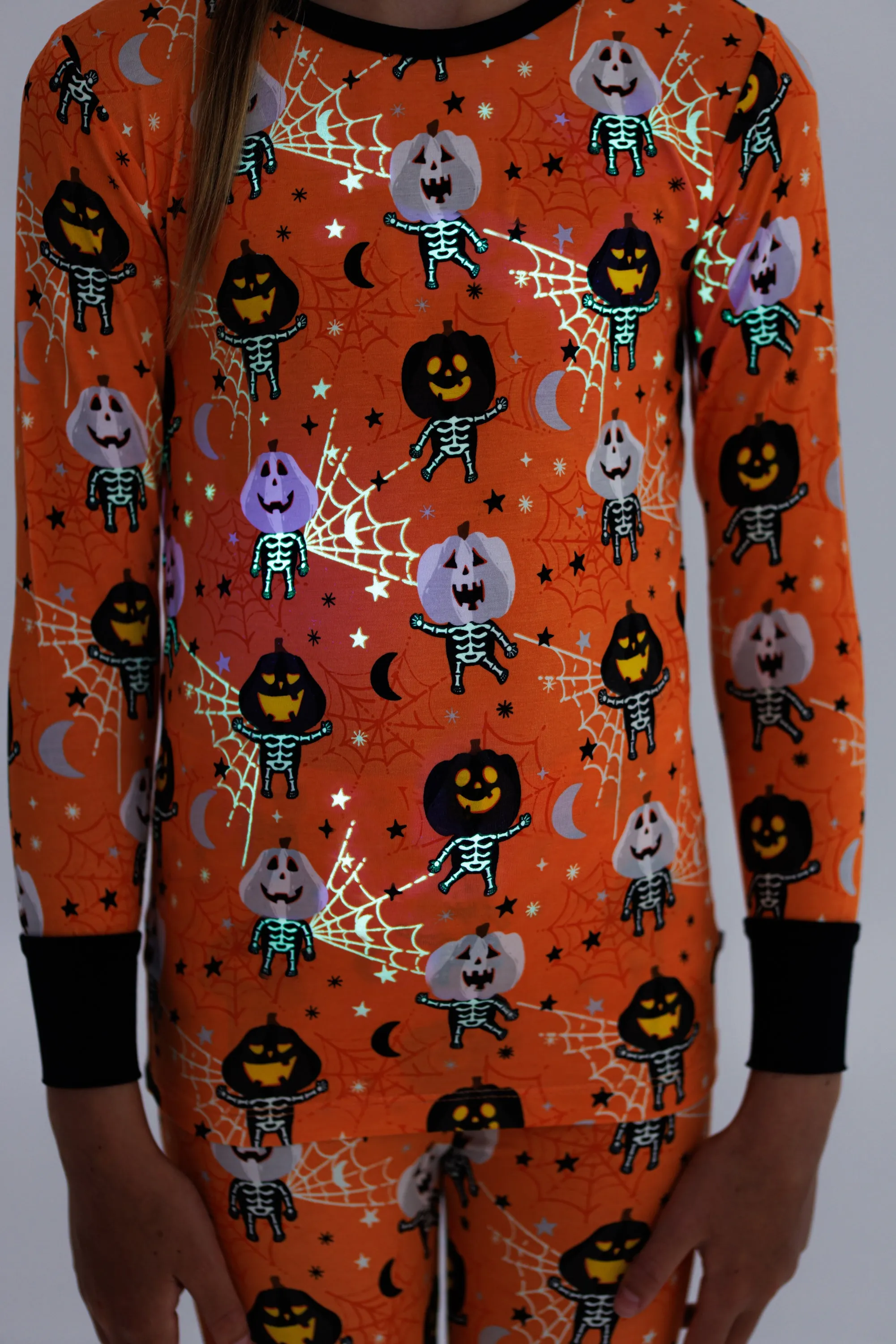Birdie Bean Michael Glow in the Dark Pumpkin 2-piece Short Sleeve Pajamas with Shorts