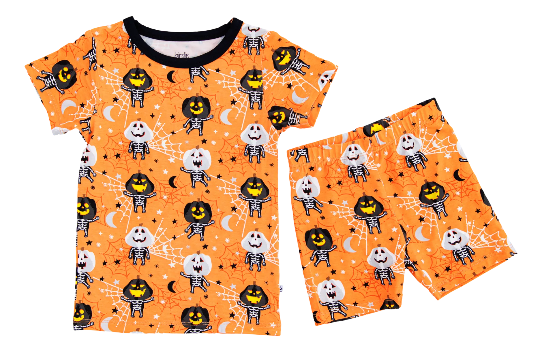 Birdie Bean Michael Glow in the Dark Pumpkin 2-piece Short Sleeve Pajamas with Shorts