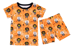 Birdie Bean Michael Glow in the Dark Pumpkin 2-piece Short Sleeve Pajamas with Shorts