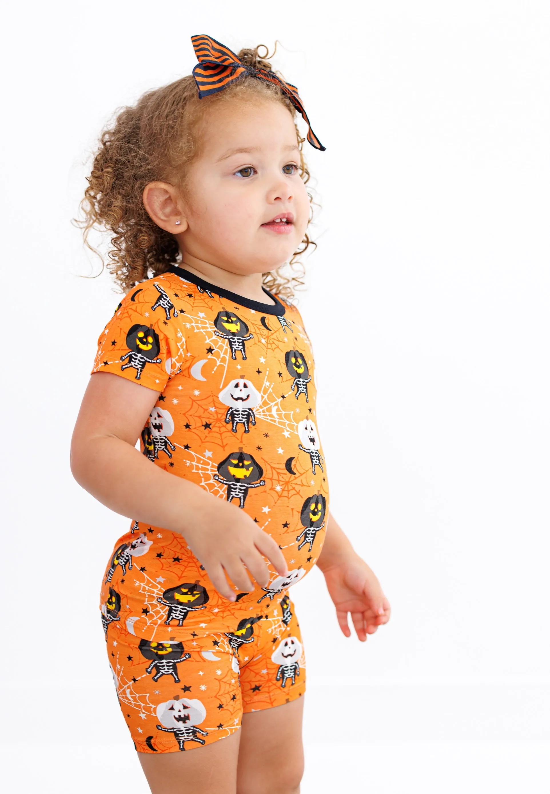 Birdie Bean Michael Glow in the Dark Pumpkin 2-piece Short Sleeve Pajamas with Shorts
