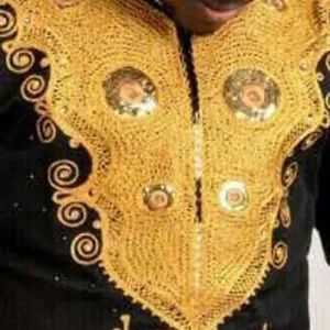 Black Golden Print Luxury African Dashiki Long Shirt Men Fashion Rich bazin African Clothes Men Slim Fit Long Sleeve Shirt