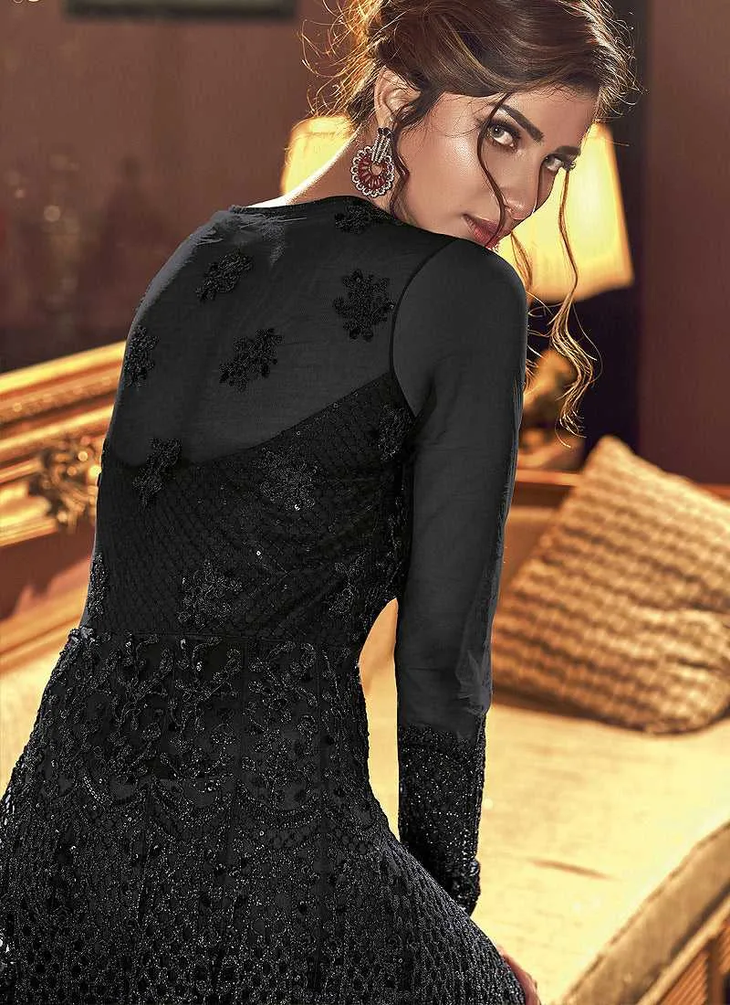 Black Heavy Embroidered Lehenga/ Pant Style Anarkali