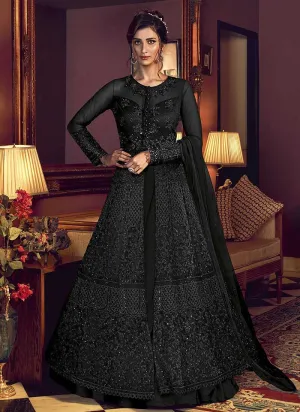 Black Heavy Embroidered Lehenga/ Pant Style Anarkali