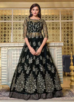 Black Heavy Embroidered Lehenga Style Anarkali