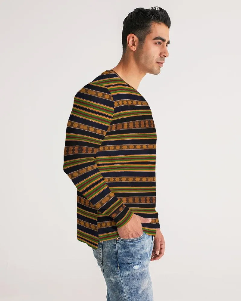Black Kente African Print Men's Long Sleeve Tee
