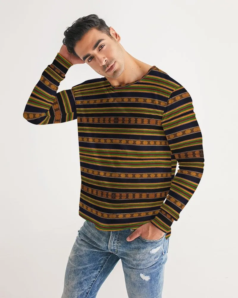 Black Kente African Print Men's Long Sleeve Tee