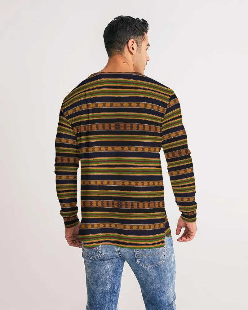 Black Kente African Print Men's Long Sleeve Tee