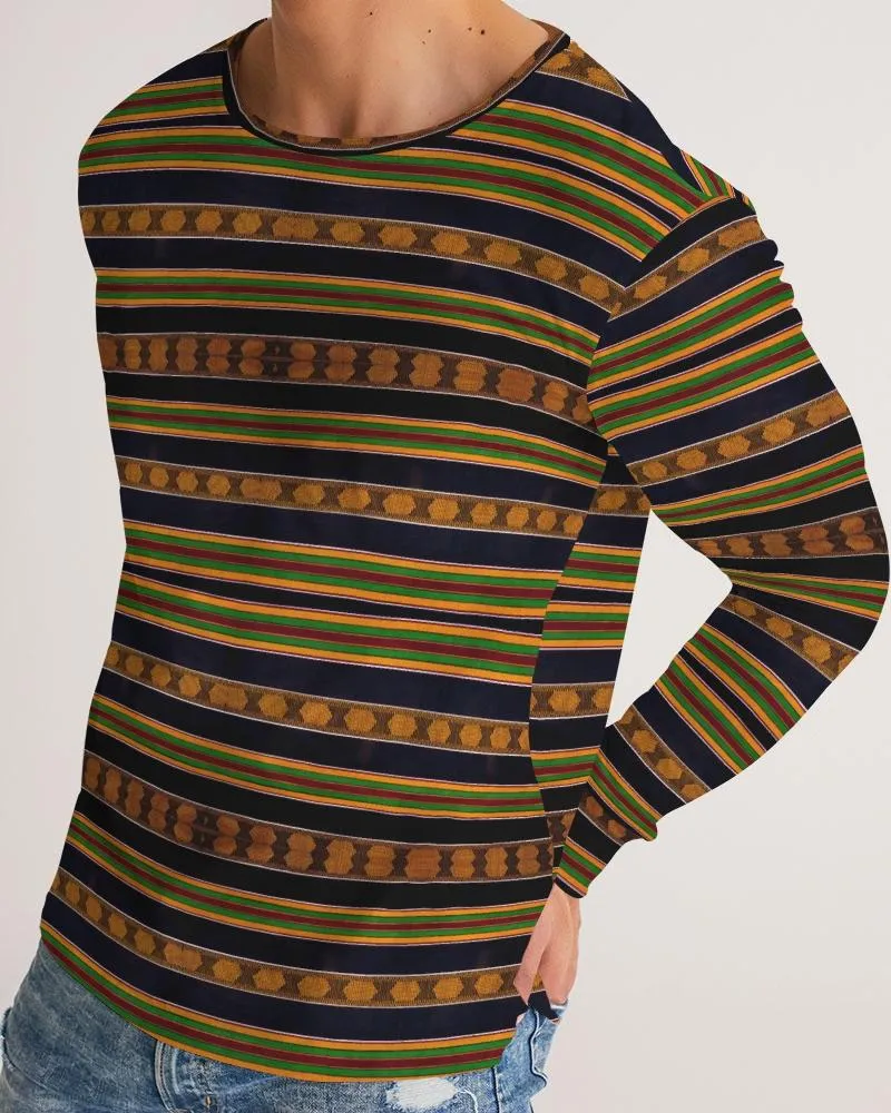 Black Kente African Print Men's Long Sleeve Tee
