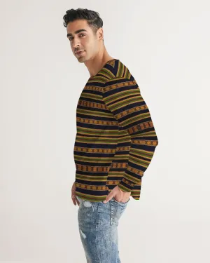 Black Kente African Print Men's Long Sleeve Tee