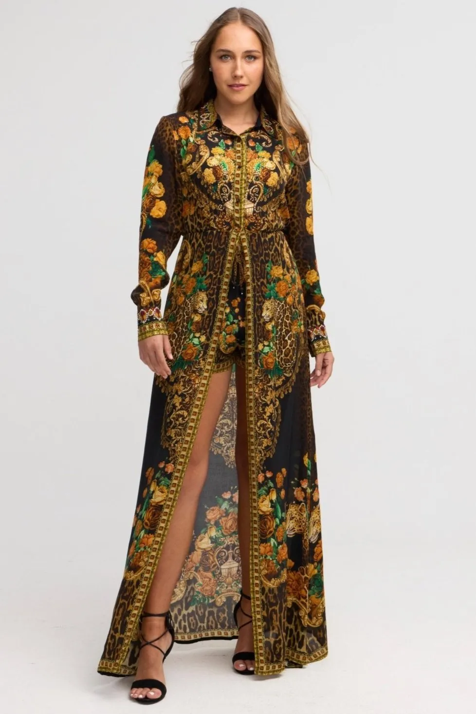 Black Leopardess Collared Jacket