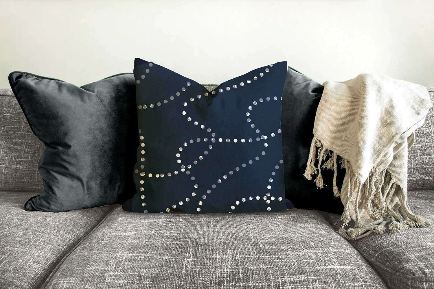 Blue dotted pillow, beads pattern, modern pillow, tie dye, Interior decor, home decor pillow cover and insert, home accent pillow