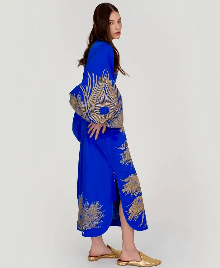 Blue embroidered kaftan