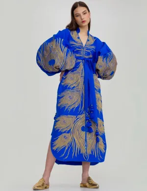 Blue embroidered kaftan