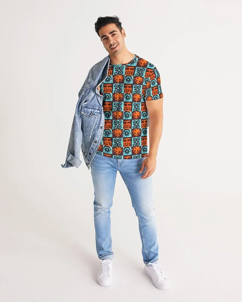 Blue Orange Adinkra African Print Men's Tee