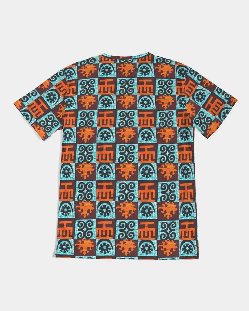 Blue Orange Adinkra African Print Men's Tee