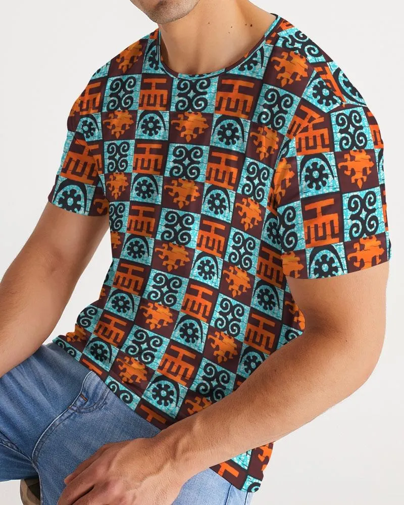Blue Orange Adinkra African Print Men's Tee