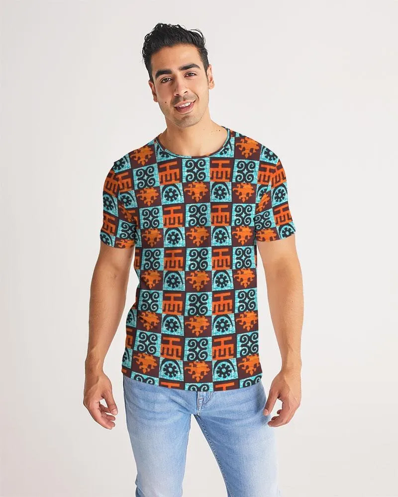 Blue Orange Adinkra African Print Men's Tee