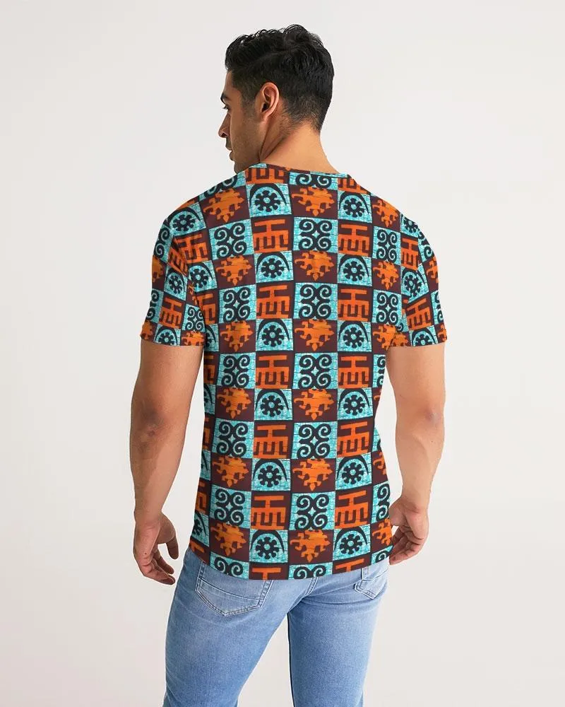 Blue Orange Adinkra African Print Men's Tee