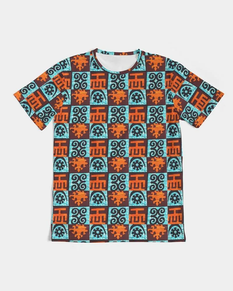 Blue Orange Adinkra African Print Men's Tee
