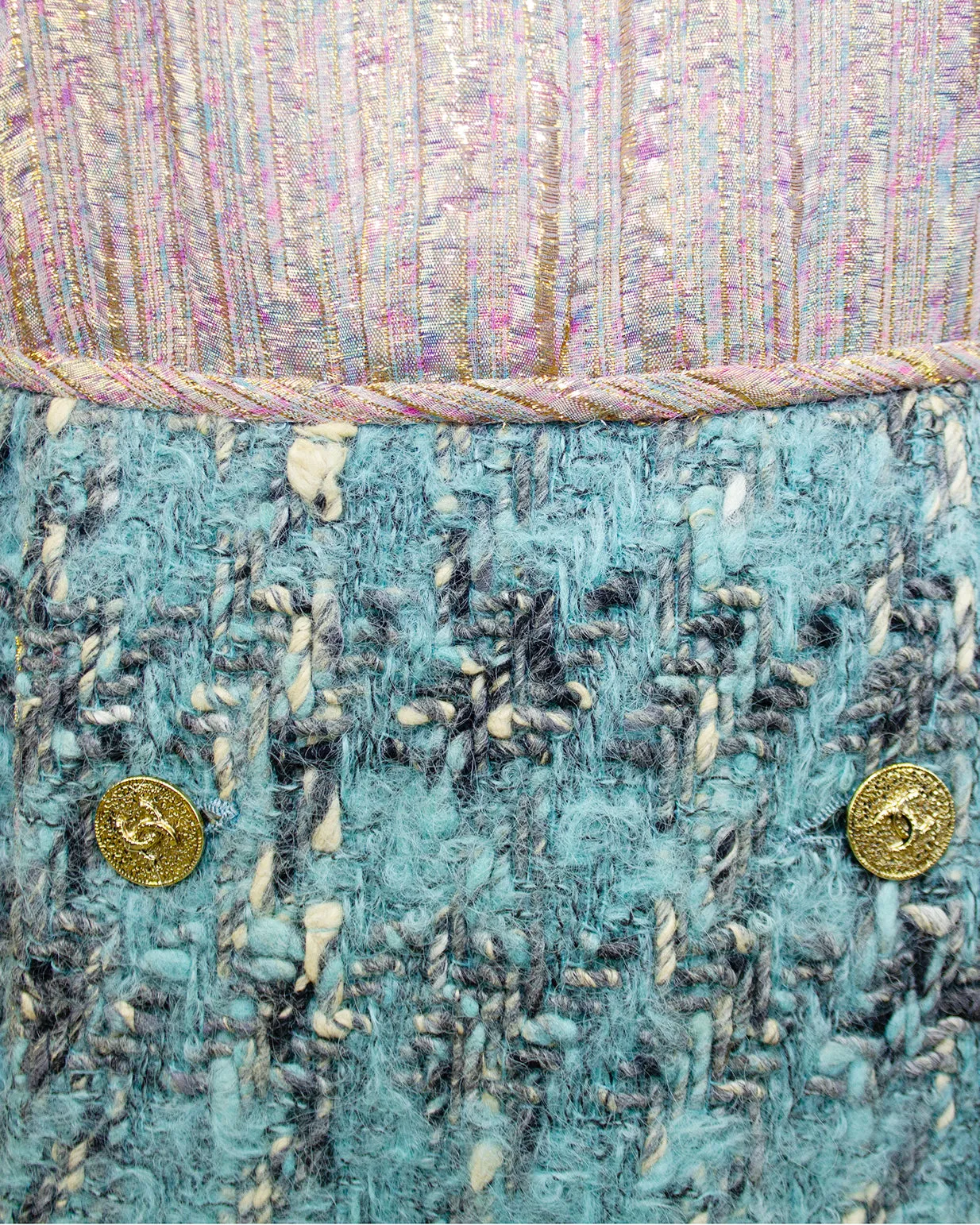 Blue Tweed Haute Couture Jacket and Dress Ensemble