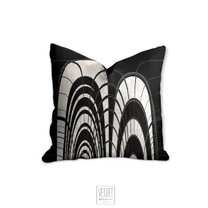 Boho pillow, mid century inspired, black and white abstract style, Interior decor, home decor, pillow cover and insert, home accent pillow
