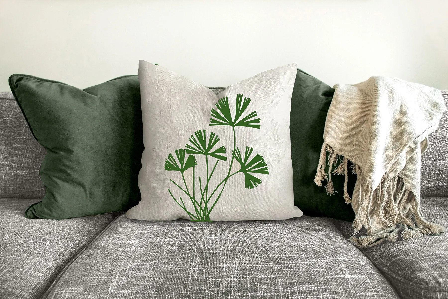 Botanical plant pillow, green fern tropical pillow, Interior decor, home decor, pillow cover and insert, botanical decor, natural decor